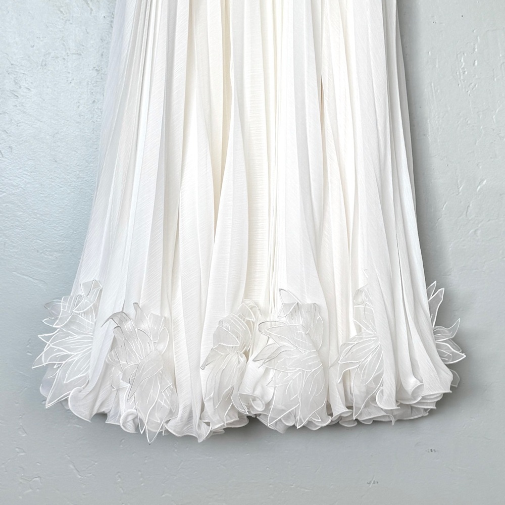 Tadashi Shoji Ivory Pleated Trapeze Chiffon Midi Dress Size XS - Picture 5 of 13